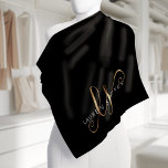 Bandana Guión femenino de oro negro moderno monogramado<br><div class="desc">Guión Femenino Moderno Oro Negro Monogramado Bandana. Personalice fácilmente este moderno y elegante bandana con su monograma y nombre personalizado.</div>