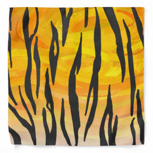 Bandana Impresión en negro y Naranja tigre