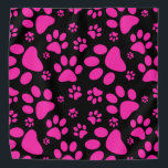 Bandana Impresiones de color rosa y negro<br><div class="desc">¡Huellas! Impresión de patrones con huellas de un perro o gato en diseño gráfico en blanco y negro.</div>