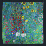 Bandana Jardín de granja con girasoles, Gustav Klimt<br><div class="desc">Gustav Klimt (14 de julio de 1862 - 6 de febrero de 1918) era un pintor simbolista austríaco y uno de los miembros más destacados del movimiento secesión de Viena. Klimt es conocido por sus pinturas, murales, bocetos y otros objetos artísticos. Además de sus obras figurativas, que incluyen alegorías y...</div>