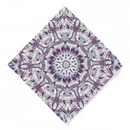 Bandana Mandala Spiritual Kaleidoscope Blue Purple White. 