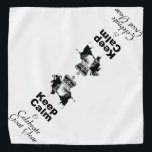 Bandana Mantener la calma para celebrar el año de la cabra<br><div class="desc">Diseñar de negro con una cabra y corona mantener la calma y celebrar el año de la cabra (el texto no es personalizable) con un fondo transparente. Diseño en bandana con fondo blanco. Puede cambiar fácilmente el tamaño del diseño y el color de fondo haciendo clic en el botón personalizar....</div>