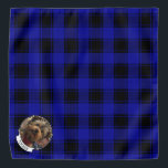 Bandana Marco fotográfico color azul y negro para Navidade<br><div class="desc">Navidades divertidos plantilla de fotograma de fotos de vacaciones con fondo de patrón de manto azul y negro. Derechos reservados © Angi Laframboise.</div>