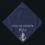 Bandana Mascota azul de la marina Ancla de perro Boda náut<br><div class="desc">Un super lindo boda náutico bandana con un ancla de barcos que puedes personalizar con el nombre de tu perro y su papel de honor en tu día especial. Diseñado por Thisisnotme©</div>
