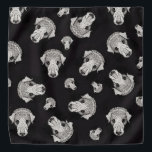 Bandana Mascota Groomer Walker Promocional<br><div class="desc">Un audaz pañuelo artístico mascota negro y blanco para sus clientes y empleados con un diseño artístico audaz que seguro captará su atención. Para el humedecidor,  caminante,  guardería y todo el mascota especialista,  que cuenta con una icónica estampación de arte de corte de madera de retrato de perro vintage.</div>