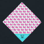 Bandana Mascota Monograma Preppy Pink and Aqua Whats<br><div class="desc">Esta tierna bandana de perro presenta ballenas rosadas y acuáticas adornadas de blanco. Personalice el monograma acuático correspondiente con su elección inicial.</div>