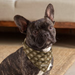 Bandana Mascota Nombre Brown Tufted Small 18x18-in Square<br><div class="desc">Un patrón unico de color marrón chocolate impreso en un lado de esta bandana con el nombre de tu mascota en un fondo marrón. Dos tamaños disponibles: 18 "x18" (niños, perros pequeños) y 22 "x22" (adultos, perros grandes). Cambiar fácilmente el nombre utilizando la plantilla proporcionada. Una tela ligera que respira...</div>