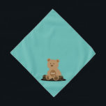 Bandana Mascota pequeño personalizado de Teddy Bear<br><div class="desc">fondo verde azulado,  con un lindo oso de peluche sosteniendo el nombre de tu mascota. El color de fondo es personalizable,  al igual que el estilo de fuente,  el tamaño y el color. ¡Hazlo tuyo!</div>