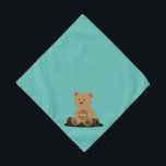 Bandana Mascota pequeño personalizado de Teddy Bear<br><div class="desc">fondo verde azulado,  con un lindo oso de peluche sosteniendo el nombre de tu mascota. El color de fondo es personalizable,  al igual que el estilo de fuente,  el tamaño y el color. ¡Hazlo tuyo!</div>