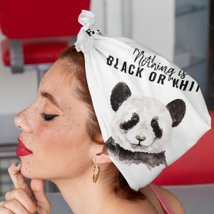 Bandana Moderno Y Gracioso Panda Blanco Y Negro Con Cita