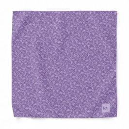 Bandana Monogram Purple Baroque Leaf Scroll Pocket Square