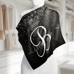 Bandana Monograma de espuma de Purpurina negro personaliza<br><div class="desc">Personalice fácilmente este elegante diseño de bandana de moda con un purpurina espumoso negro de bonito sobre un fondo metálico negro cepillado.</div>