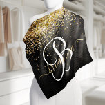 Bandana Monograma de espuma negra Purpurina de oro persona<br><div class="desc">Personalice fácilmente este elegante diseño de bandana de moda con un purpurina brillante de bonito dorado sobre un fondo metálico negro cepillado.</div>