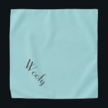 Bandana Nombre del mascota Mascota de texto Verde azulado<br><div class="desc">¡Banda azul bebé, personalizada con el nombre de tu mascota! Perfecto para cualquier ocasión. El color de fondo es el personalizable a cualquier color que desee, al igual que el estilo de letra, el tamaño y/o el color; utilizando el menú de edición. ¡Hazlo tuyo! Cuando usas los adorables diseños de...</div>
