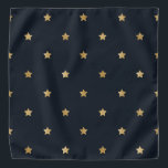 Bandana Patrón de bonito, estrellas doradas brillantes en<br><div class="desc">Patrón de bonito,  estrellas doradas brillantes sobre fondo negro contrastante</div>
