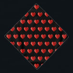 Bandana Patrón de corazón rojo en negro<br><div class="desc">Patrón de corazón rojo en negro</div>