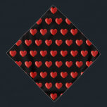 Bandana Patrón de corazón rojo sobre negro<br><div class="desc">Patrón de corazón rojo sobre negro</div>