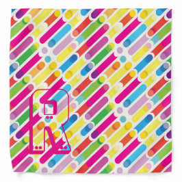 Bandana Patrón de líneas diagonales en arco iris monograma