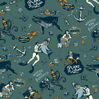 Bandana Patrón de Nueva Inglaterra con tema retro náutico 