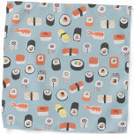 Bandana Patrón de rollo Sushi Nigiri Maki<br><div class="desc">Delicioso diseño de sushi japonés sobre el fondo azul del huevo de un ladrón. Arte original de Nic Squirrell.</div>