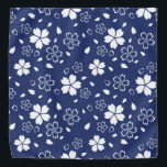 Bandana Patrón de Sakura Azul<br><div class="desc">Flores tradicionales japonesas de cerezo blanco Sakura en azul.</div>