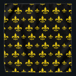 Bandana Patrón Flor de Lis negro y dorado<br><div class="desc">Patrón Flor de Lis negro y dorado</div>