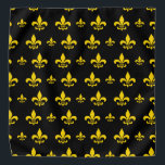 Bandana Patrón Flor de Lis negro y dorado<br><div class="desc">Patrón Flor de Lis negro y dorado</div>