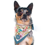 Bandana Patrón floral Perro monograma<br><div class="desc">Haga que su mascota se sienta realmente especial con este patrón de bonito floral monogramado de bandana de perro. Decorado con acuarelas rosas, azules y melocotones, este bandana lucirá impresionante con el monograma de tu mascota. Trate con una bufanda "Mamá y yo" que coincida con tu propio monólogo. Es el...</div>