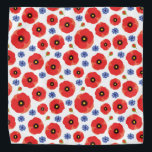 Bandana Patrón Poppys Y Cornflowers<br><div class="desc">Ovejas rojas y flores azules.</div>