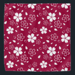 Bandana Patrón Sakura Rojo<br><div class="desc">Flores tradicionales japonesas de cerezo blanco Sakura en rojo.</div>