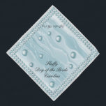 Bandana Perro de la novia y las perlas azules Verde azulad<br><div class="desc">Esta es la amable Bandana para hacer que tu querido perro o tu dulce gato se una a ti en tu día de boda. Acerca del diseño: El fondo tiene un Verde azulado patrón de seda azul. El Bandana tiene un marco encantador con dos hebras de Perlas Azules Verde azuladas....</div>