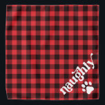 Bandana Perro de Navidades traviesos de Flannel Rojo Retro<br><div class="desc">Este bandana presenta un estilo rústico rojo y un divertido tipo de letra retro con la mitad "traviesa" de travieso y agradable. Hace que los Navidades perfectos vendan para tu perro o gato.</div>