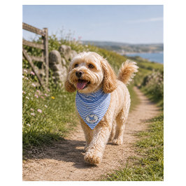 Bandana Perro de Seersucker Azul Costero Elegante