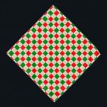 Bandana Pintura de cuadros de verificación Imprime Mascota<br><div class="desc">Este bandana festivo para mascotas presenta un lindo patrón de huellas de pata de purpurina dorado en un patrón de cuadros rojos y verdes.</div>