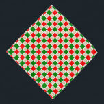 Bandana Pintura de cuadros de verificación Imprime Mascota<br><div class="desc">Este bandana festivo para mascotas presenta un lindo patrón de huellas de pata de purpurina dorado en un patrón de cuadros rojos y verdes.</div>