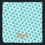 Bandana Pintura Impresiones Aqua Blue Mascota Nombre Naran<br><div class="desc">Impresiones de pintura artesanal en Aqua Blue sobre fondo blanco con NOMBRE MASCOTA personalizado en naranja. Texto fácil de personalizar, color de texto. Gran Mascota Bandana para CUALQUIER Mascota, perro, gato, animales de familia. Colorido, moderno, divertido. Mezcle y empareje a todo el amante de la mascota, Mascotas, Colecciones de perros...</div>