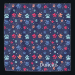 Bandana Pinturas coloridas sobre lienzo azul marino<br><div class="desc">Impresiones de madera oscura en una variedad de colores,  colocadas sobre un fondo azul marino. ¡Tu mascota lucirá bien con este diseño!</div>