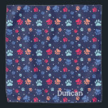 Bandana Pinturas coloridas sobre lienzo azul marino<br><div class="desc">Impresiones de madera oscura en una variedad de colores,  colocadas sobre un fondo azul marino. ¡Tu mascota lucirá bien con este diseño!</div>