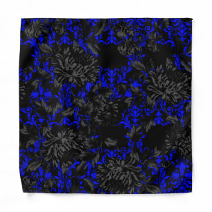 Bandana Pocket Square Boda floral de Damasco azul eléctric