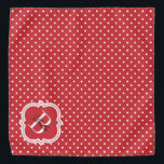 Bandana Punto de polka rojo con monograma blanco<br><div class="desc">Diseño de bandana en monograma muy cuidado. Punto Polka con motivos elegantes de monograma. ¡Un accesorio maravilloso para tu mascota!  ¿Quieres un color diferente? Haga clic en el botón de personalización y haga clic para personalizar más el color de fondo.</div>