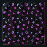 Bandana Púrpura Pinta azul Pinta Pintada Patrón negro<br><div class="desc">Muestra cuánto amas a los animales con esta tibia tibia y ondulada bandana con estampado de pata rosa y azul. ¡Apuesto a que su mascota también lucirá adorable viéndolo!</div>