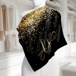 Bandana Purpurina dorado Glam Monograma Nombre<br><div class="desc">Purpurina Glam Gold Elegant Monograma Bandana. Personaliza fácilmente este diseño de moda de bandana de moda con un elegante purpurina brillante de oro sobre un fondo negro. El diseño incluye su monograma manuscrito con giros de bonito y nombre.</div>