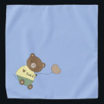 Bandana Tedd E. Teddy Bear Mascota azul personalizado Band<br><div class="desc">Un fondo azul, y un oso de peluche lindo con una nariz rosada... sosteniendo un globo. En su vientre, tiene su nombre de mascota. El color de fondo es personalizable, al igual que el tipo de letra, el color de la fuente y el nombre... utilizando el menú de edición. ¡Hazlo...</div>
