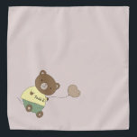 Bandana Tedd E. Teddy Bear Personalizado Thistle Beige Mas<br><div class="desc">¡Me encanta este magnífico color de fondo! Este es un color de diseño, oficialmente llamado Thistle. Para mí fluye como seda rica. Adornado con un lindo oso de peluche sosteniendo un globo. En su vientre, tiene su nombre de mascota. El color de fondo es personalizable, al igual que el tipo...</div>