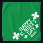 Bandana Tipografía del día de Simple Green Happy St. Patri<br><div class="desc">Un lindo bandana verde con una simple tipografía que dice Feliz Día de San Patricio es el bandana ideal para el Día de San Patricio. También es un regalo para todos los amantes de las mascotas, de los perros, de los gatos. Escribe tu nombre de mascota y te sientes afortunado....</div>