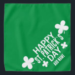 Bandana Tipografía del día de Simple Green Happy St. Patri<br><div class="desc">Un lindo bandana verde con una simple tipografía que dice Feliz Día de San Patricio es el bandana ideal para el Día de San Patricio. También es un regalo para todos los amantes de las mascotas, de los perros, de los gatos. Escribe tu nombre de mascota y te sientes afortunado....</div>
