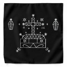 Veve blanco de Baron Samedi sobre negro