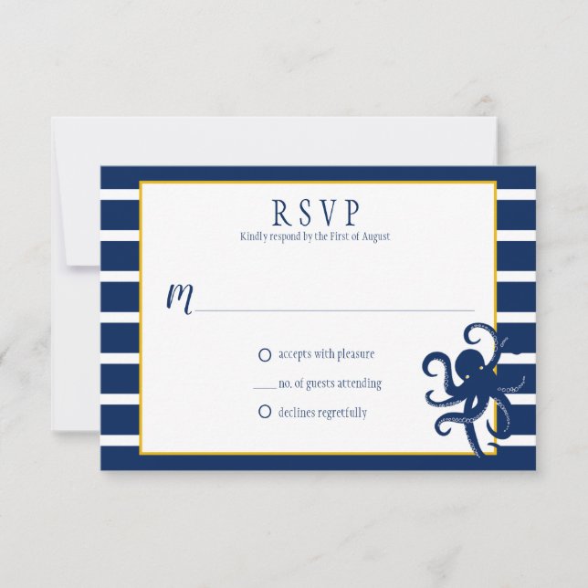 Bandas azules de la marina de oro detalles de RSVP (Anverso)