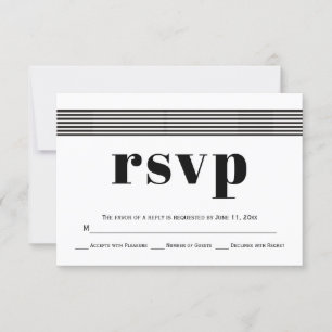 Bandas blancas negras elegante boda moderna RSVP
