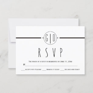 Bandas blancas negras y boda monograma RSVP